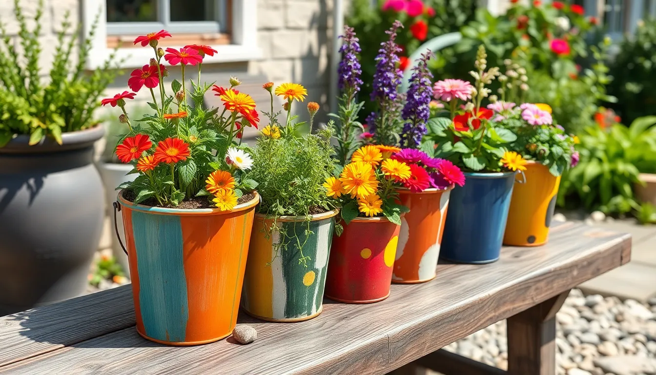 25 Creative Bucket Garden Ideas to Transform Your Small Space Into a Lush Oasis 14 25 Creative Bucket Garden Ideas to Transform Your Small Space Into a Lush Oasis 13