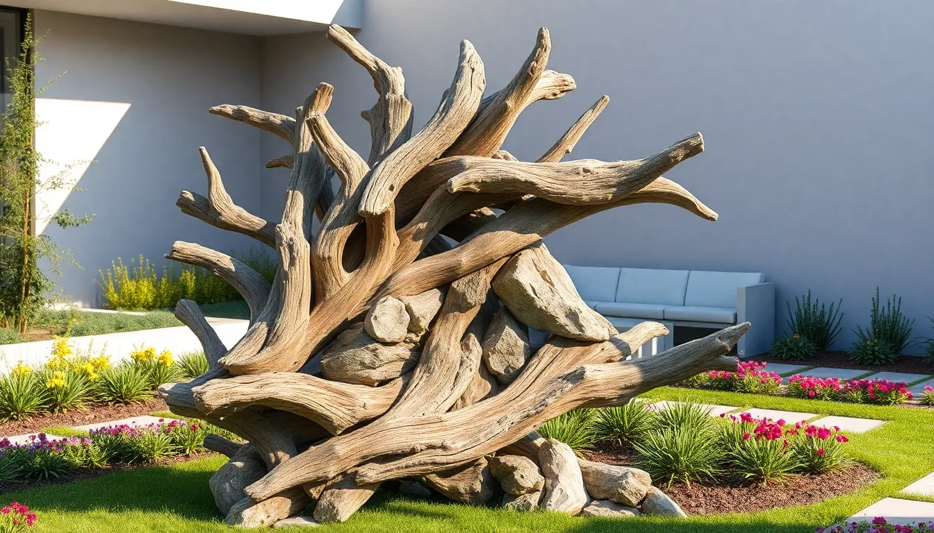 25 Creative Driftwood Ideas for Garden That Transform Your Outdoor Space 2 25 Creative Driftwood Ideas for Garden That Transform Your Outdoor Space 1