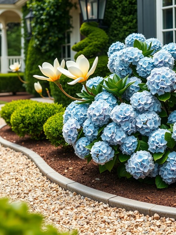 compact magnolias hydrangeas flourish quietly