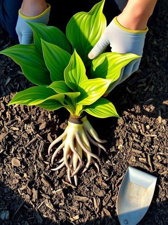 dig out hosta root ball sections