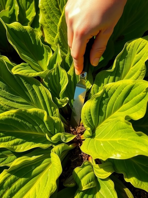 divide fully leafed hostas three shoots bud clusters