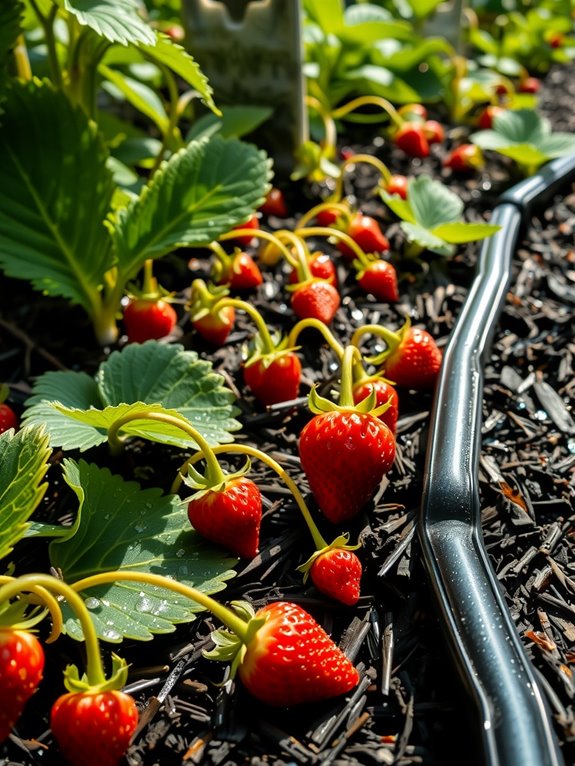 drip irrigation with mulch protection