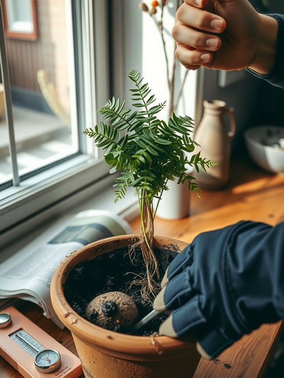 fall winter repotting risks fertilizer burn wait for new growth