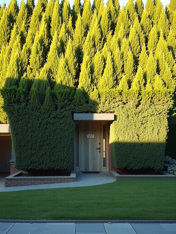 hedges 2m front 1m near paths