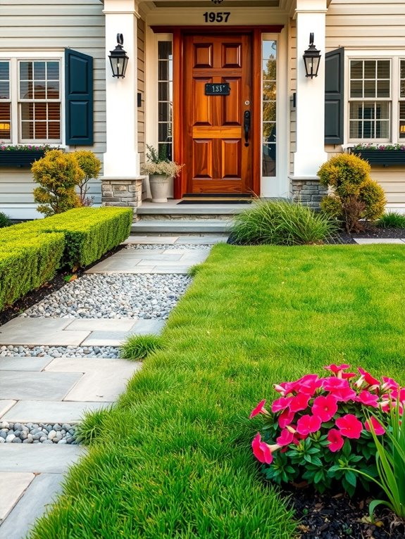 layered front yard with purposeful touches