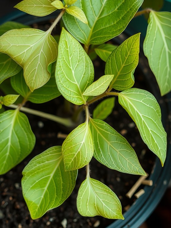 nitrogen deficiency causes pale growth