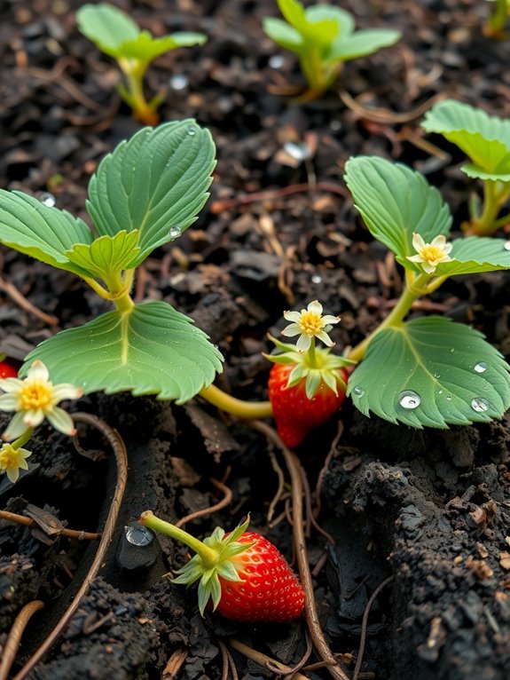 plant crown level roots downward
