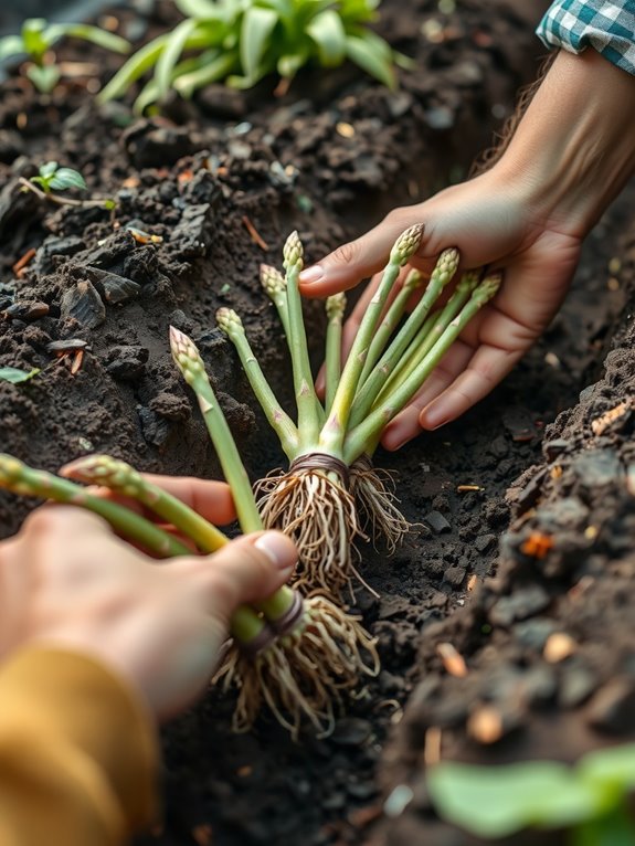 plant crowns spread roots gradually