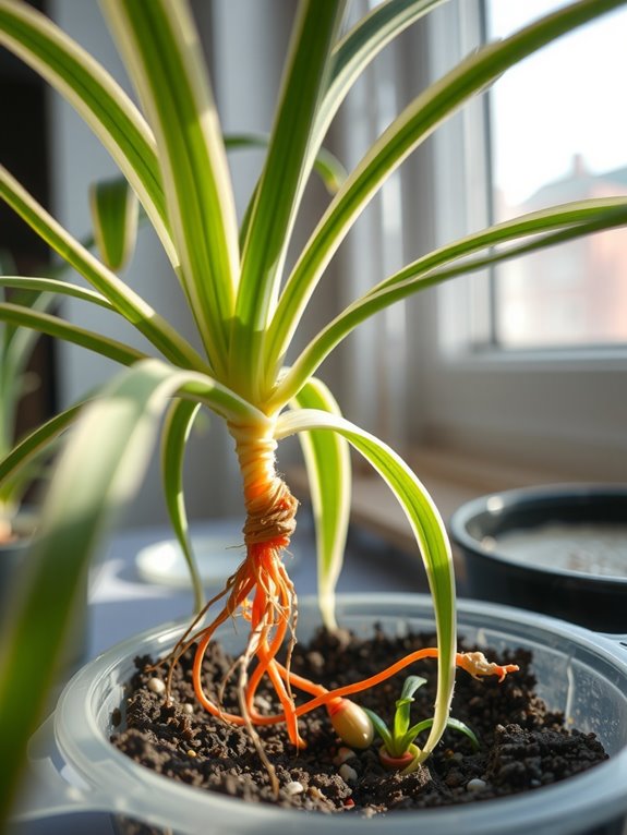 rooting baby spiderettes in soil
