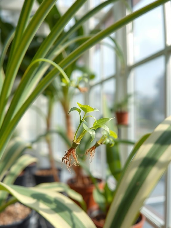 spider plant plantlets form on stalks