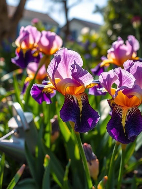 two feedings iris blooms thrive