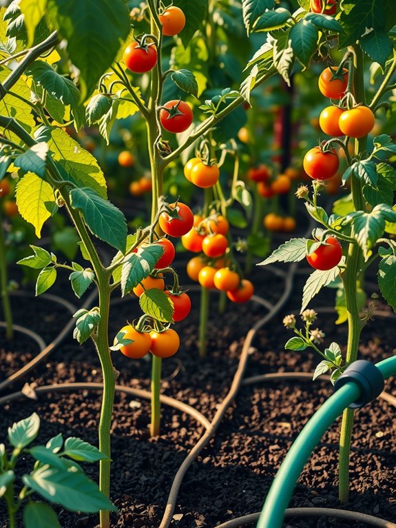 water consistently mulch around tomatoes